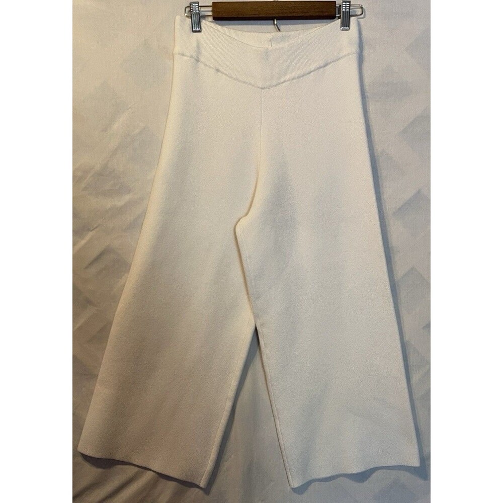 P Cill Wide Leg Cropped  Elastic Waist Womens Thick Knit Pants S Quiet Luxury